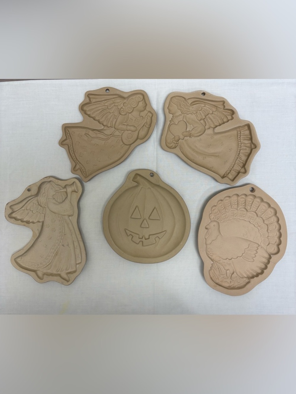 Brown Bag Cookie Molds Lot of 5 1986 - 1996 Angels Gabriel Turkey Jack o Lantern